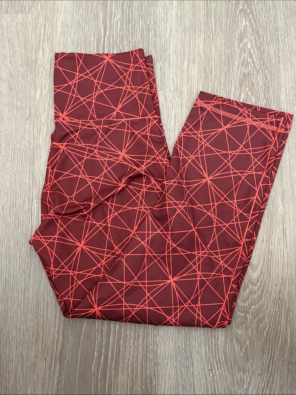 adidas climalite Wanderlust Red Geometric Print Workout Cropped Leggings Pants